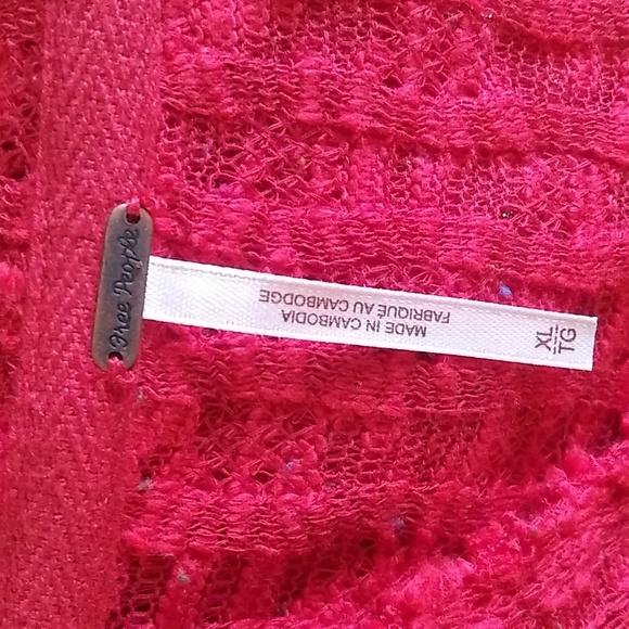 SOLD. Free People Slouchy Baja Babe Hacci Red Hooded Cardigan. As New. No Tag - Picture 11 of 16
